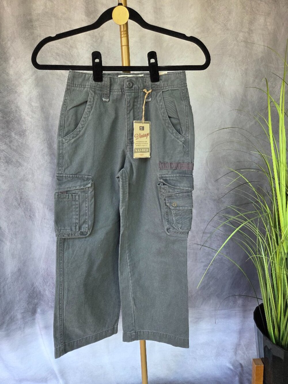 Faded Glory Vintage Line Boys Cargo Pants Military Green Size 8 NWT